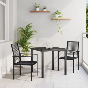 Set de dining pentru grădină 3 piese Negru Ratan PVC