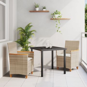 Set de Dining pentru Grădină , 3 Piese, Ratan Polimer Bej