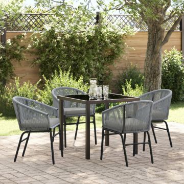 Set de Dining pentru Grădină 5 Piese Grey Poliratan