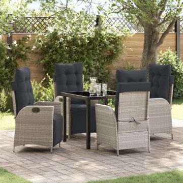 Set de dining pentru grădină 5 piese Gri Deschis Ratan Sintetic
