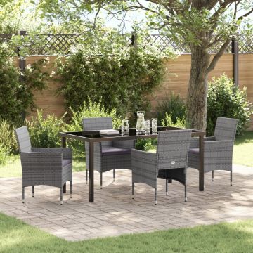 Set de dining pentru grădină 5 piese Gri Rattan Polimeric