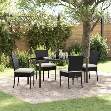 Set de dining pentru grădină 5 Piese Negru Poliratan