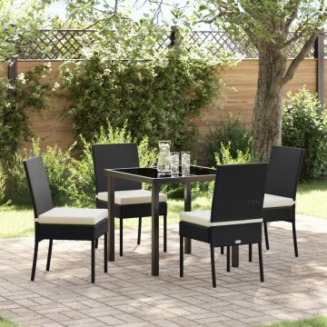 Set de Dining pentru Grădină 5 Piese Negru Poliratan