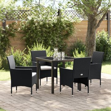 Set de Dining pentru Grădină 5 Piese Negru Poliratan