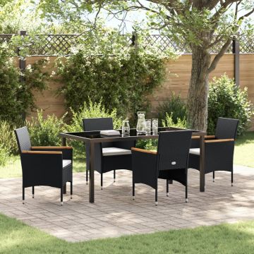 Set de Dining pentru Grădină 5 Piese Negru Poliratan