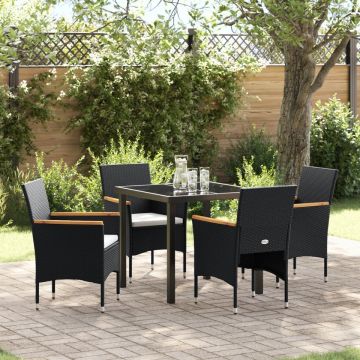 Set de dining pentru grădină 5 piese Negru Rattan Poli