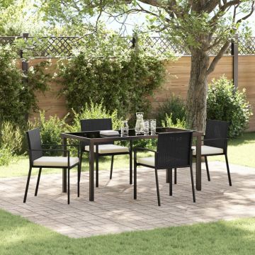 Set de dining pentru grădină 5 piese Negru Rattan sintetic
