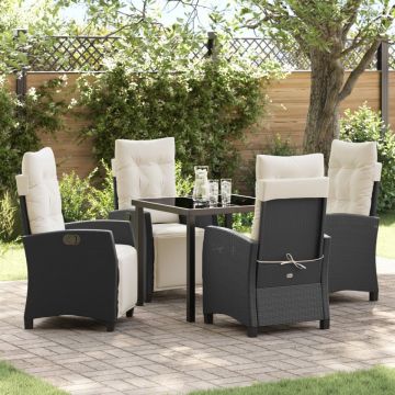 Set de dining pentru grădină 5 piese Rattan PE negru
