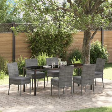 Set de Dining pentru Grădină 7 Piese Gri Poliratan
