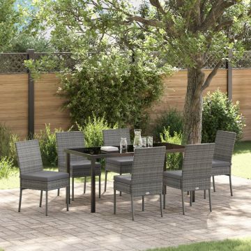 Set de dining pentru grădină 7 piese Gri Poliratan