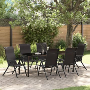 Set de Dining pentru Grădină 7 Piese Negru Poliratan