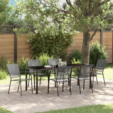 Set de Dining pentru Grădină 7 Piese Oțel Antracit