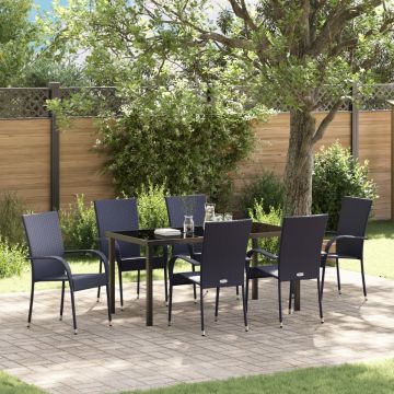 Set de dining pentru grădină 7 piese Poliratan negru