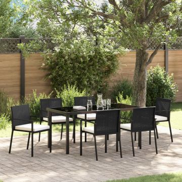 Set de dining pentru grădină 7 piese Ratan Negru
