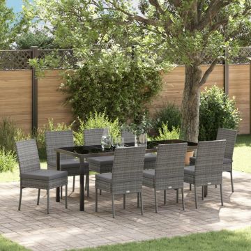 Set de dining pentru grădină 9 piese gri poliratan