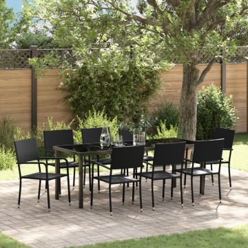 Set de dining pentru grădină 9 piese Negru Rattan Poli