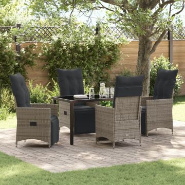 Set de dining pentru grădină cu perne Gri Rattan sintetic