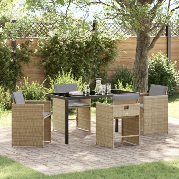 Set de dining pentru grădină de 5 piese cu perne Bej Ratan Poli