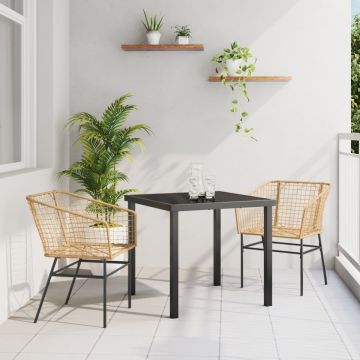 Set de Mâncare Grădină 3 Piese Ratan Maro