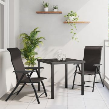Set de Masă pentru Grădină 3 Piese Negru Ratan Poli