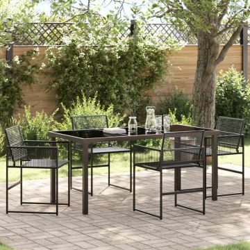 Set de Masă pentru Grădină 5 Piese Negru Rattan PE