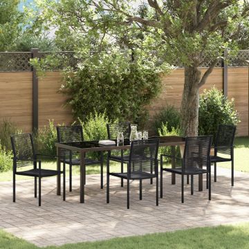 Set de Mese pentru Grădină cu 7 Piese Negru Ratan PVC