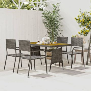 Set de mobilier de exterior, 5 piese, gri, poliratan