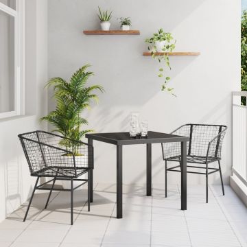 Set de Mobilier de Grădină 3 Piese Negru Poliratan