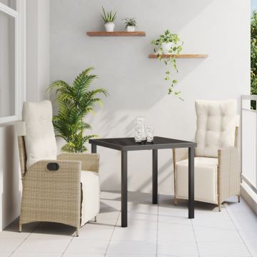 Set de Mobilier pentru Grădină din 3 Piese Bej Ratan Polimeric