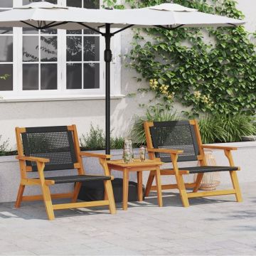 Set de scaune de exterior cu masă - 3 piese din lemn de acacia neagră