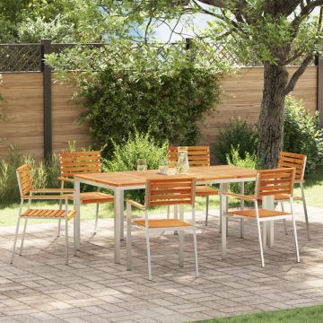 Set de scaune stivuibile 6 pcs 54.5x56x89 cm Lemn Solid de Acacia, Set de scaune stivuibile 2 pcs Lemn Solid de Acacia și Oțel, Set de scaune stivuibile 4 pcs Lemn Solid de Acacia și Oțel