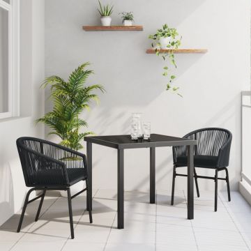 Set de sufragerie de grădină 3 piese Ratan PE Negru