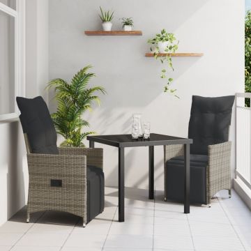 Set dining grădină cu perne Gri Poliratan