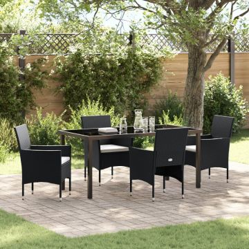 Set masă grădină 5 Piese Negru Rattan Poli