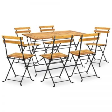 Set mobilier de exterior pliabil, 7 piese, lemn masiv de acacia