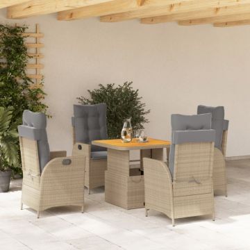 Set mobilier de grădină cu perne, 5 piese, bej, poliratan