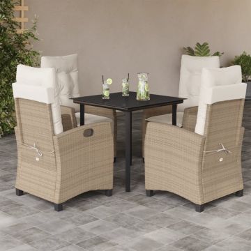 Set mobilier de grădină cu perne, 5 piese, bej, poliratan