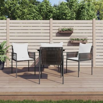 Set mobilier de grădină cu perne, 5 piese, poliratan și oțel