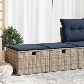 Set mobilier grădină cu perne 2 piese gri poliratan/lemn acacia