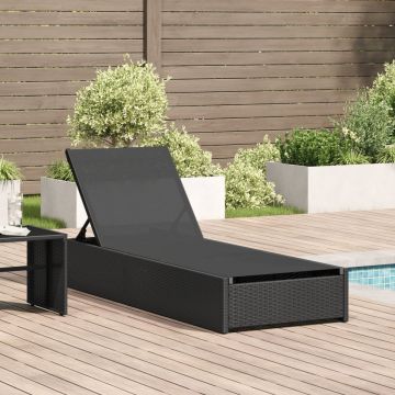 Şezlong Negru 60x200x27 cm Ratan Poly