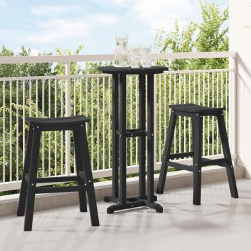 Taburete Bar 2 pcs Negru HDPE