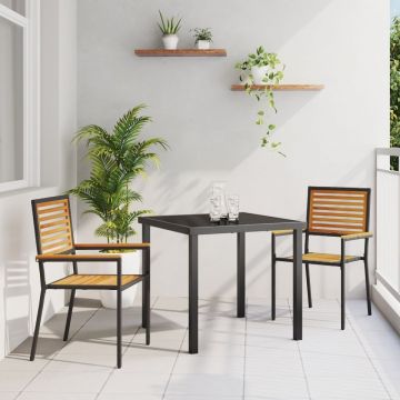 2 scaune de grădină stacking cu perne negre din ratan poliesteric