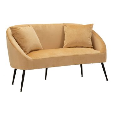 Canapea 2 locuri cu perne Browy, Mauro Ferretti, 137x69x79 cm, lemn de pin/poliester, maro/negru