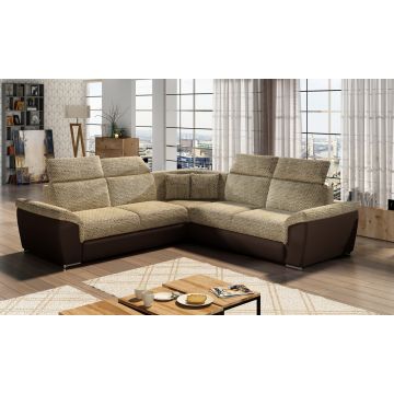 Coltar extensibil 5 locuri ELTAP, Fed-03, Federico, 266x266x102 cm, lemn/poliester, bej/maro inchis