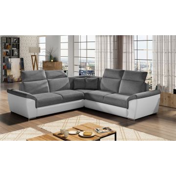 Coltar extensibil 5 locuri ELTAP, Fed-10, Federico, 266x266x102 cm, lemn/poliester, gri inchis/alb