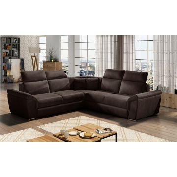 Coltar extensibil 5 locuri ELTAP, Fed-27, Federico, 266x266x102 cm, lemn/poliester, maro inchis