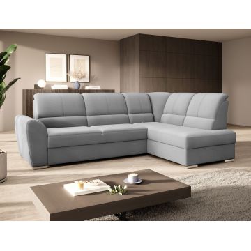 Coltar extensibil dreapta 3 locuri ELTAP, RT-03NU, Siber, 270x186x93 cm, lemn/poliester, gri deschis