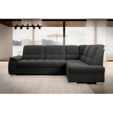 Coltar extensibil dreapta 3 locuri ELTAP, RT-04FL, Sado, 272x192x95 cm, lemn/poliester, gri inchis
