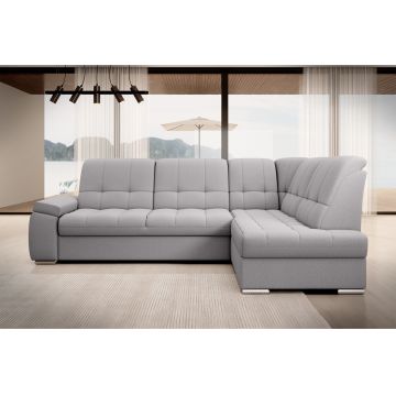 Coltar extensibil dreapta 3 locuri ELTAP, RT-04GO, Sado, 272x192x95 cm, lemn/poliester, gri deschis