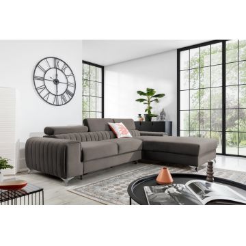 Coltar extensibil dreapta 3 locuri ELTAP, RT-04LO, Grayson, 278x205x92 cm, lemn/poliester, gri